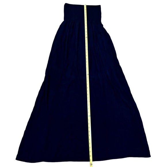 Old Navy black rayon lined strapless smocked top flowy dress women’s size small - Picture 3 of 8